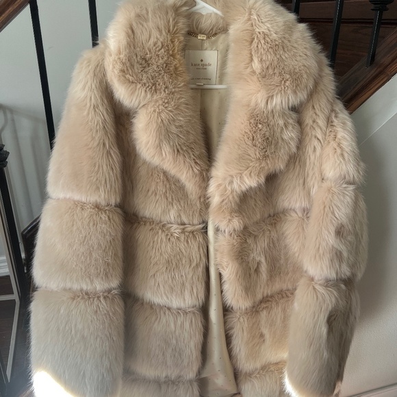 Rare Kate Spade Faux Fur Coat - Pink - Medium - Picture 1 of 5